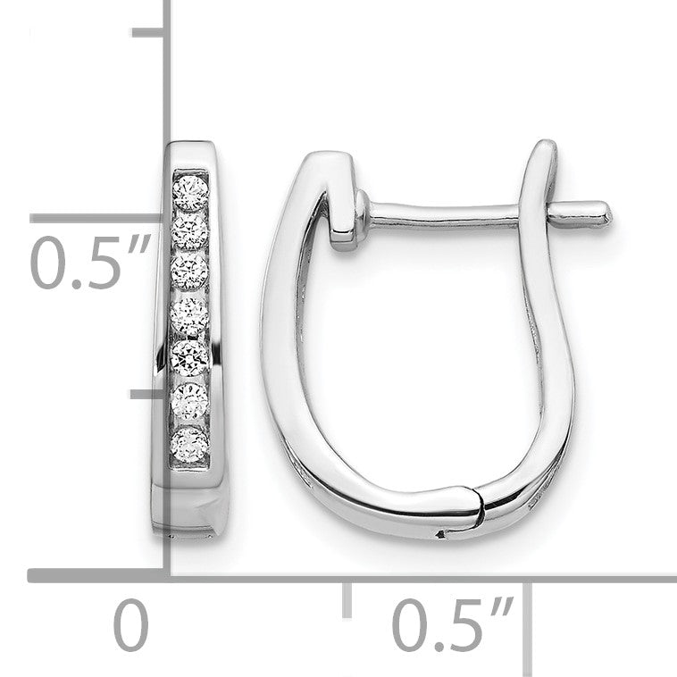 14k White Gold 1/6 carat Diamond Channel-set 3mm Hinged Hoop Earrings