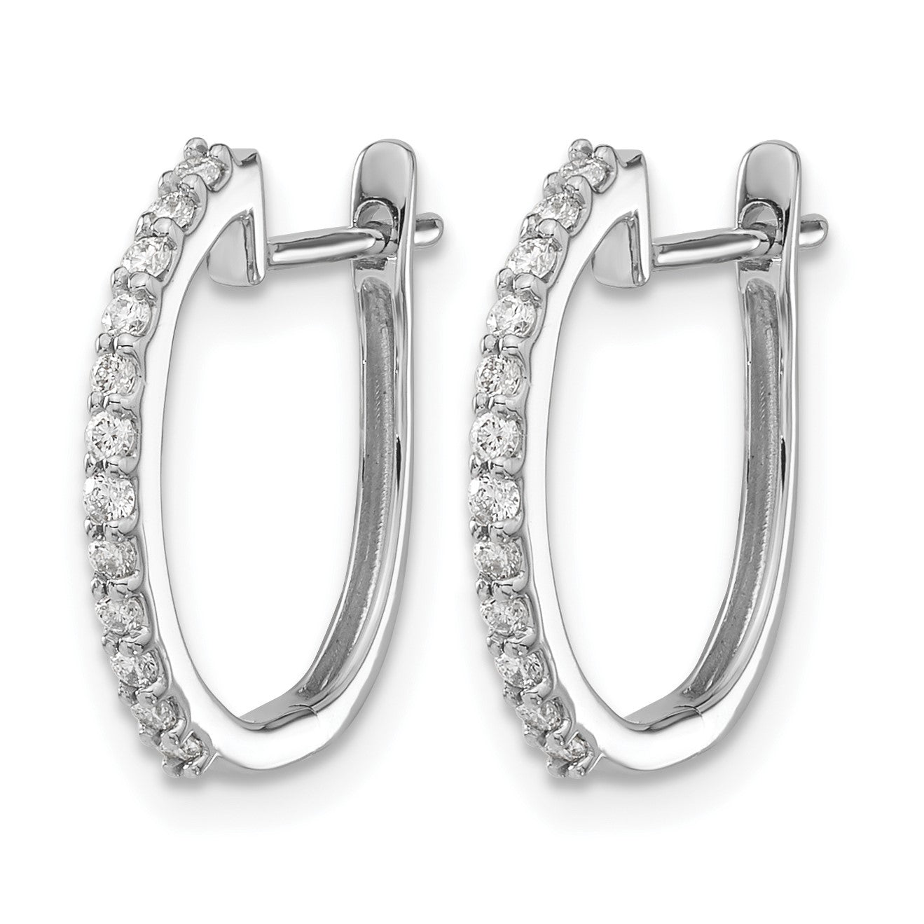14k White Gold 1/5 carat Diamond 1.3mm Hinged Hoop Earrings