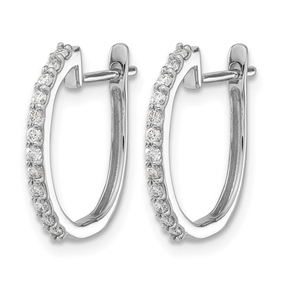 14k White Gold 1/5 carat Diamond 1.3mm Hinged Hoop Earrings