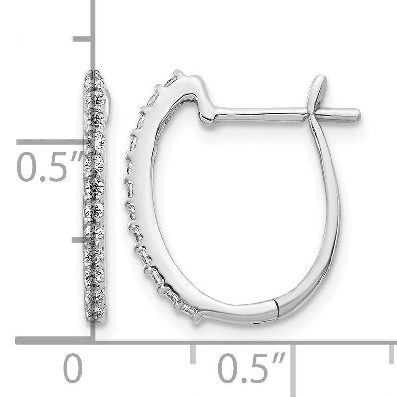 14k White Gold 1/5 carat Diamond 1.3mm Hinged Hoop Earrings