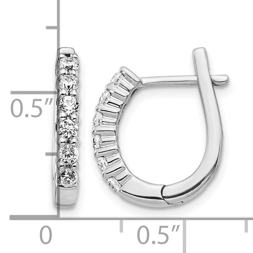 14k White Gold 1/2 carat Diamond Hinged Hoop Earrings