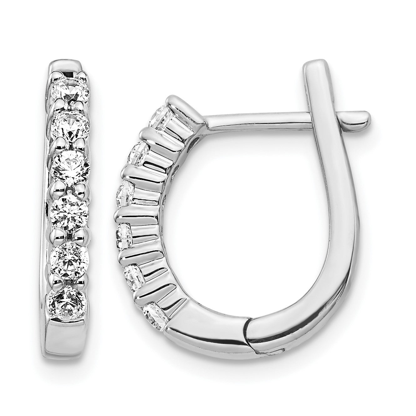 14k White Gold 1/2 carat Diamond Hinged Hoop Earrings
