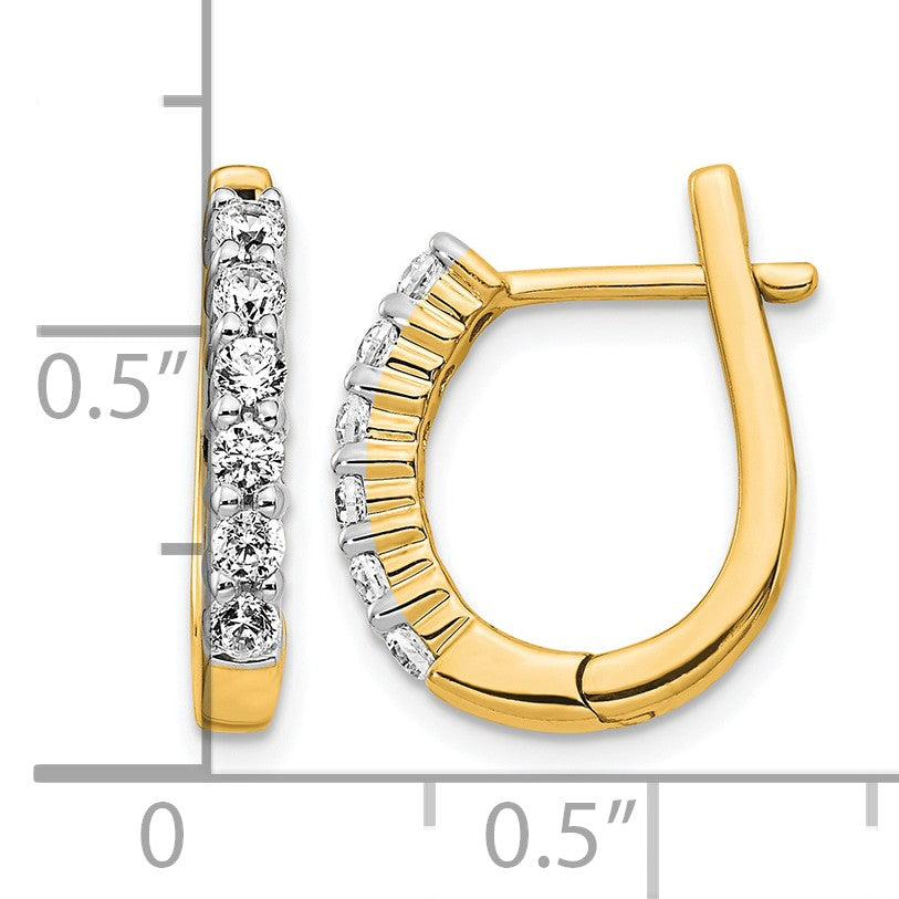 14k 1/2 carat Diamond Hinged Hoop Earrings