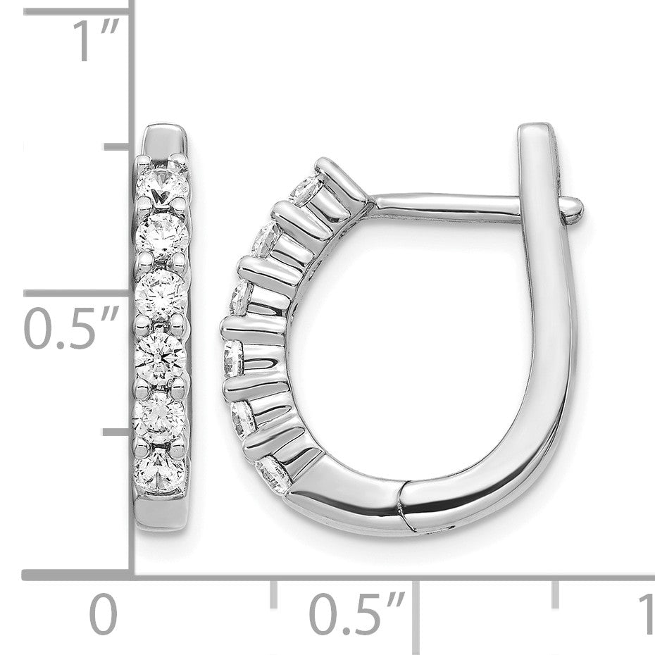 14k White Gold 3/4 carat Diamond Hinged Hoop Earrings