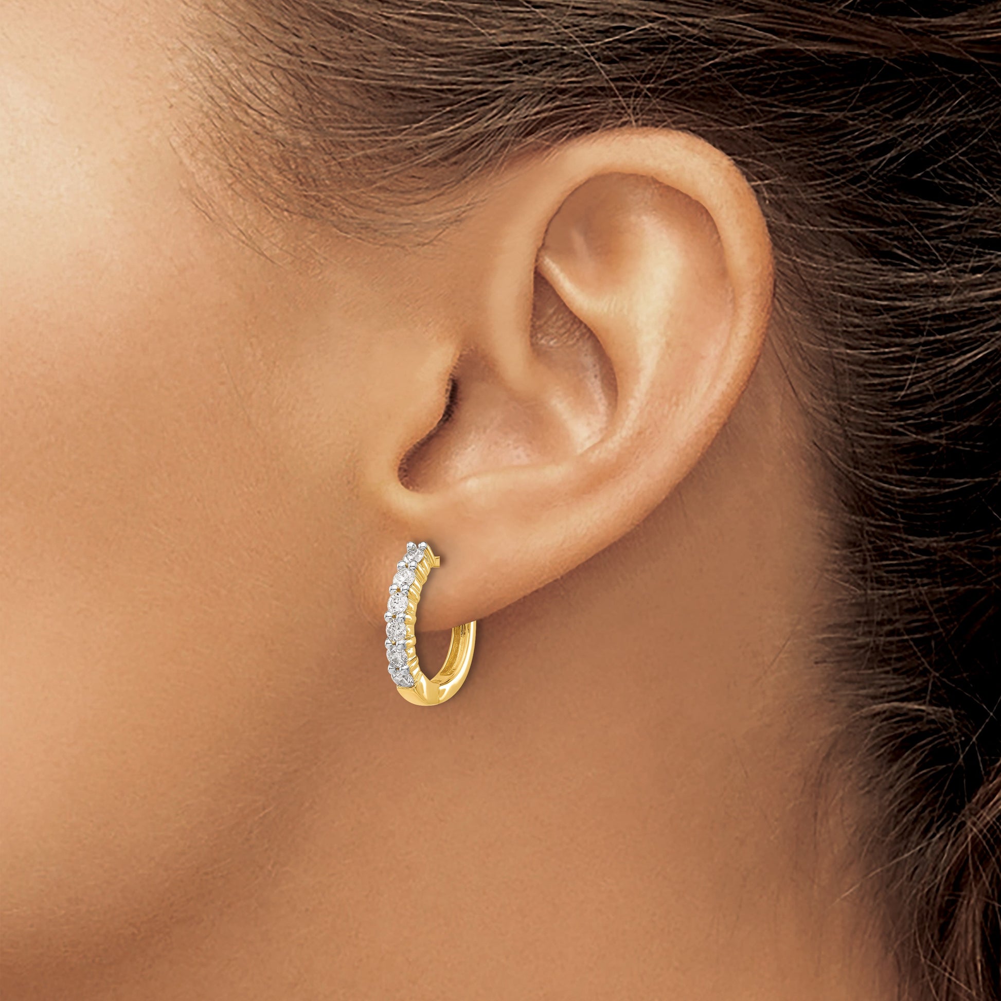 14k 3/4 carat Diamond Hinged Hoop Earrings