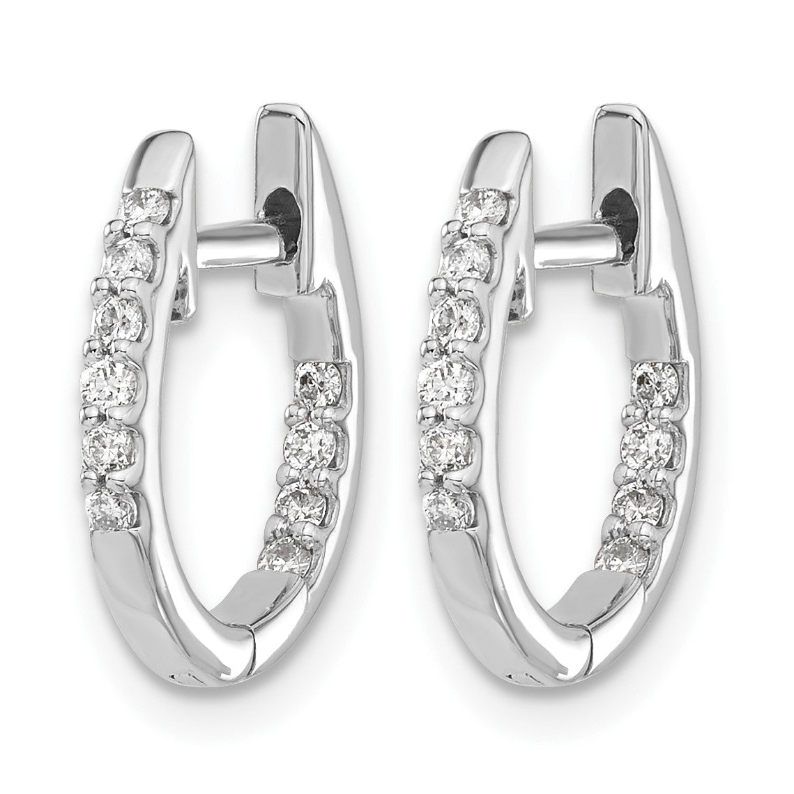 14k White Gold 1/4 carat Diamond In/Out Hinged Hoop Earrings