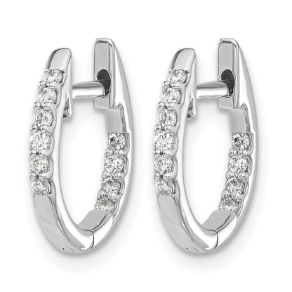14k White Gold 1/4 carat Diamond In/Out Hinged Hoop Earrings