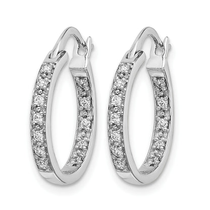 14k White Gold 1/4 carat Diamond In/Out Hoop Earrings