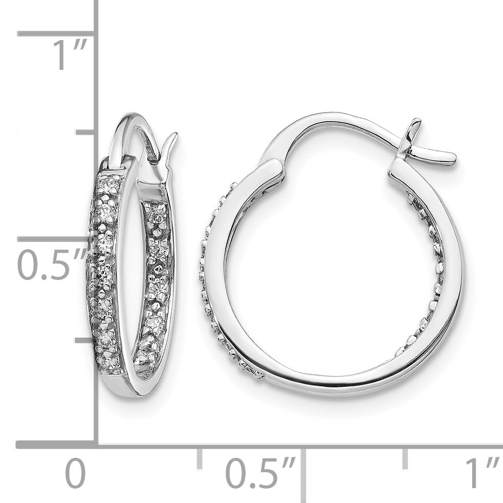 14k White Gold 1/4 carat Diamond In/Out Hoop Earrings