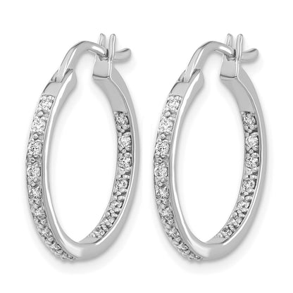 14k White Gold 1/3 carat Diamond In/Out Hoop Earrings