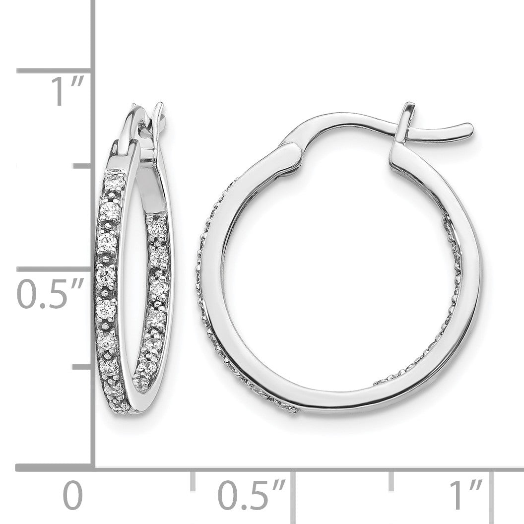 14k White Gold 1/3 carat Diamond In/Out Hoop Earrings