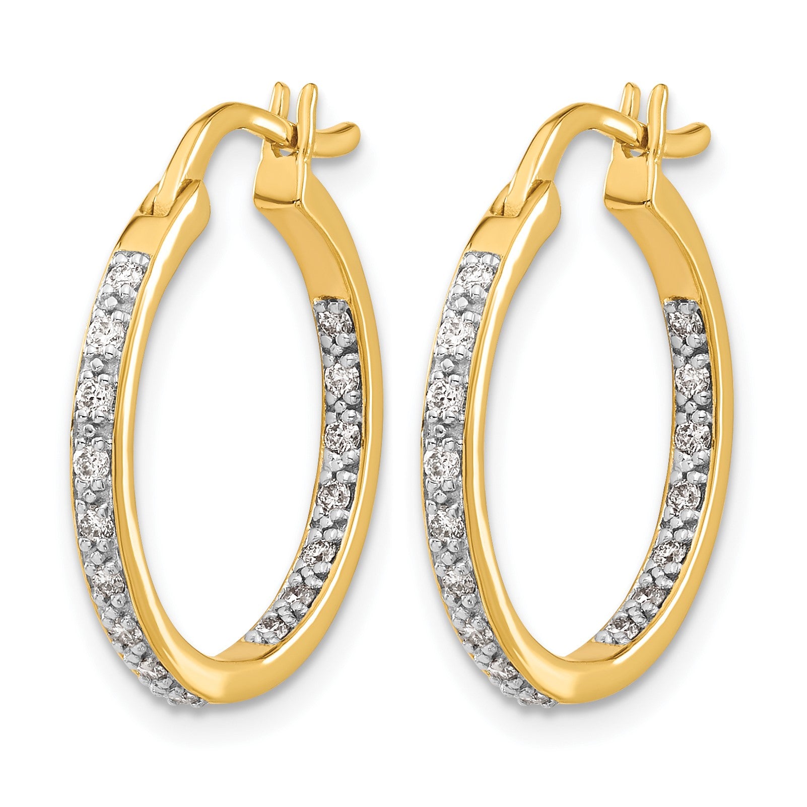14k 1/3 carat Diamond In/Out Hoop Earrings