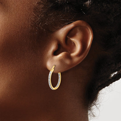 14k 1/3 carat Diamond In/Out Hoop Earrings