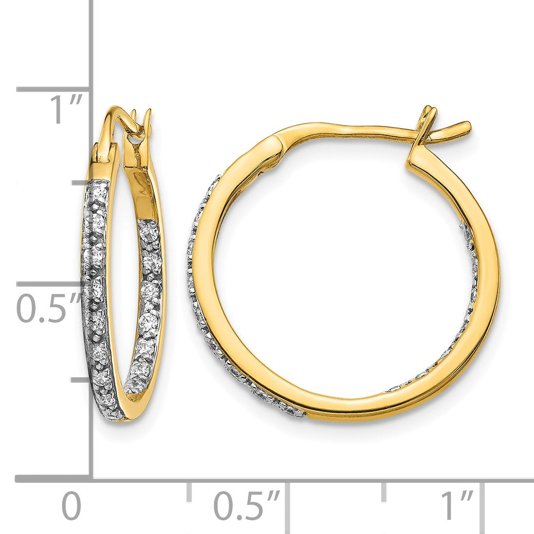 14k 1/3 carat Diamond In/Out Hoop Earrings