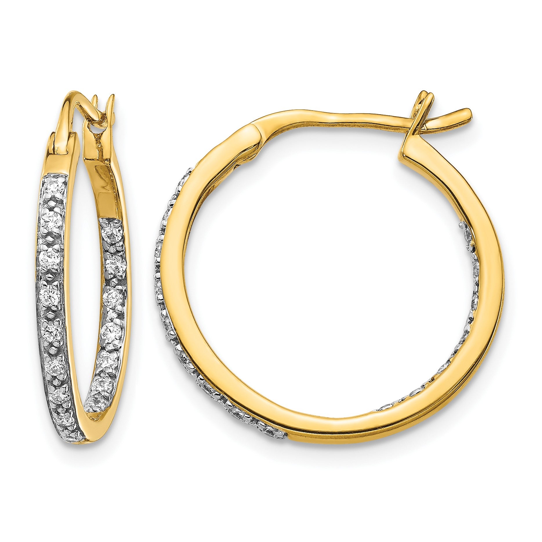 14k 1/3 carat Diamond In/Out Hoop Earrings