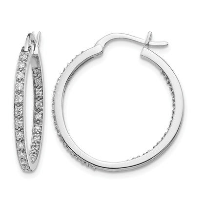 14k White Gold 1/2 carat Diamond In/Out Hoop Earrings