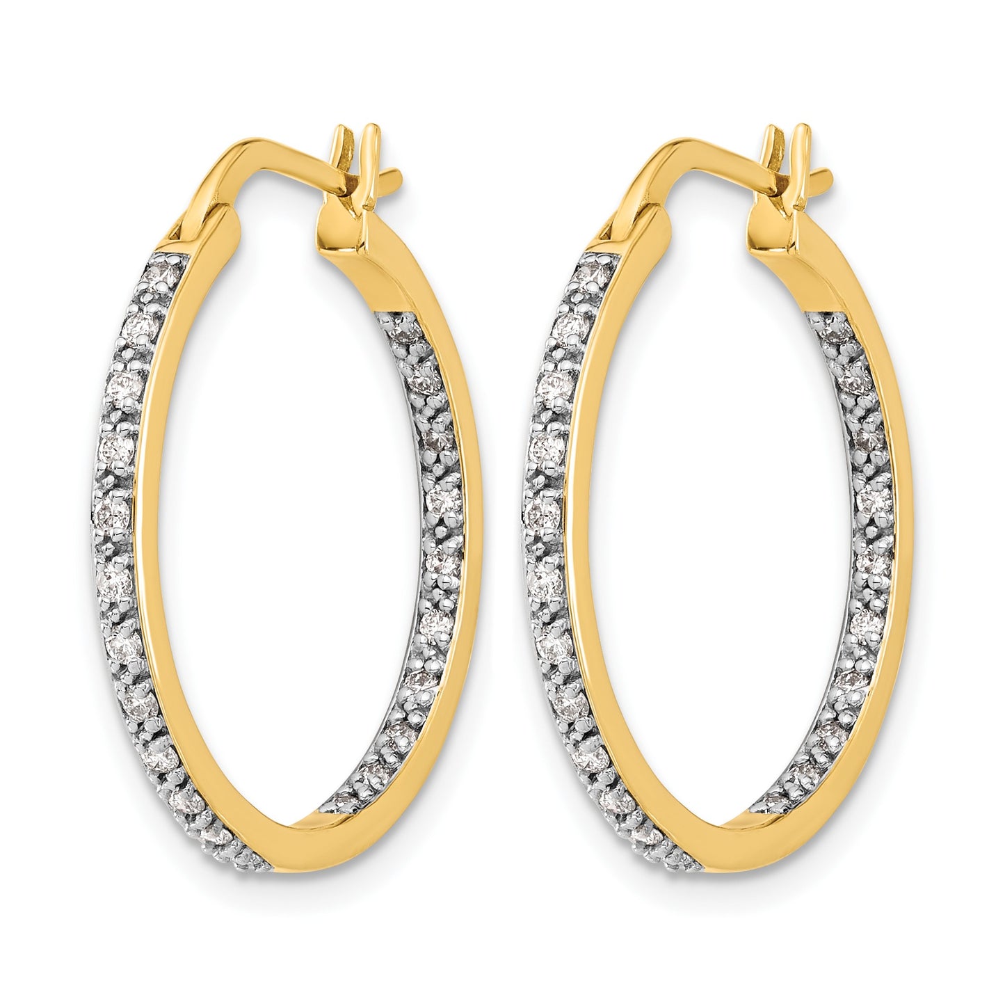14k 1/2 carat Diamond In/Out Hoop Earrings