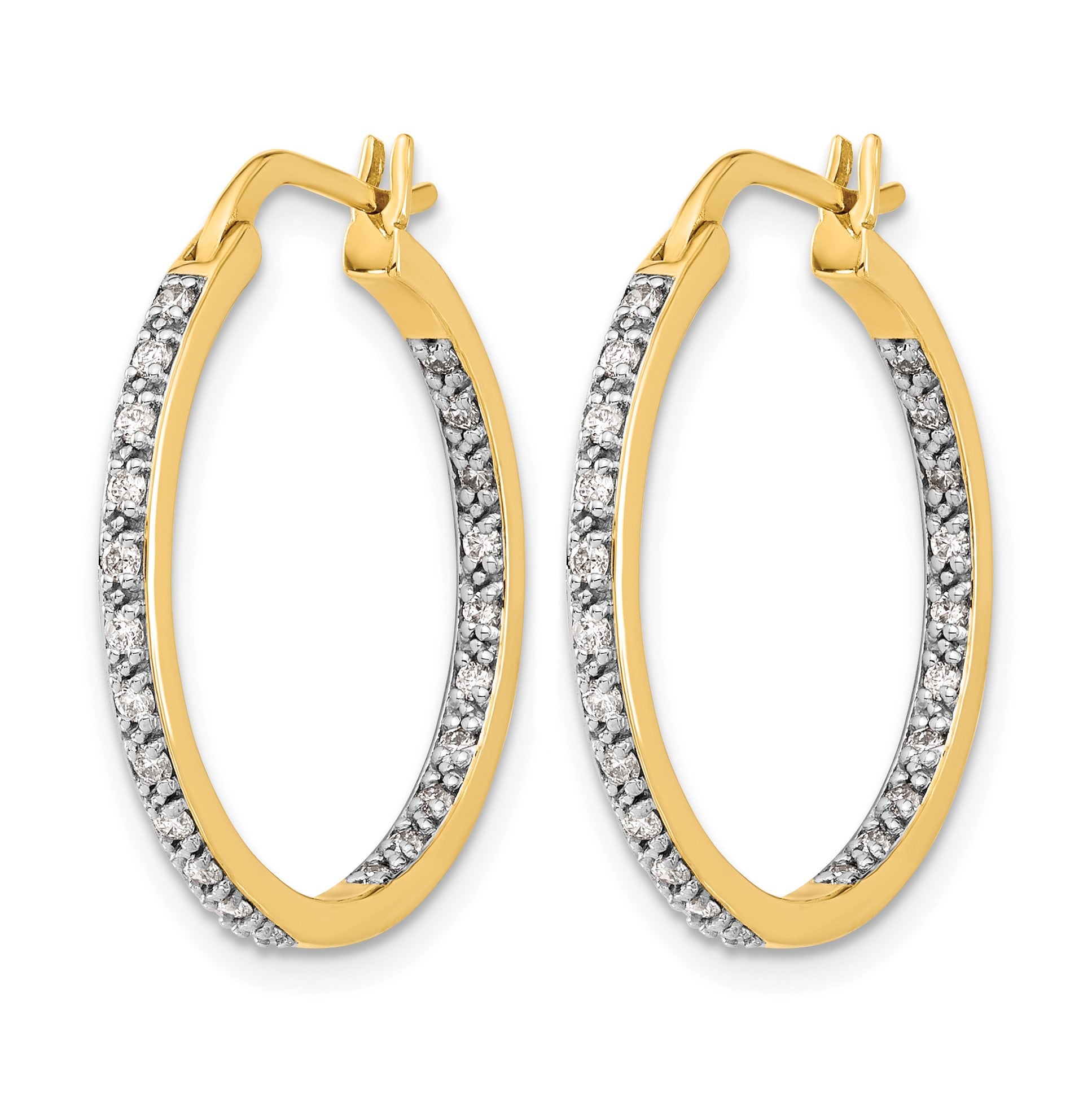 14k 1/2 carat Diamond In/Out Hoop Earrings