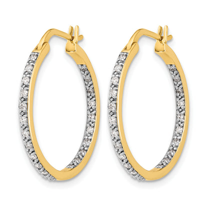 14k 1/2 carat Diamond In/Out Hoop Earrings