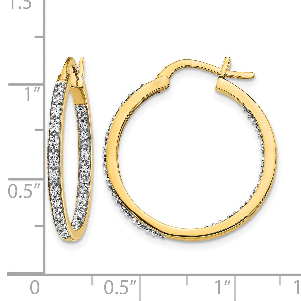 14k 1/2 carat Diamond In/Out Hoop Earrings