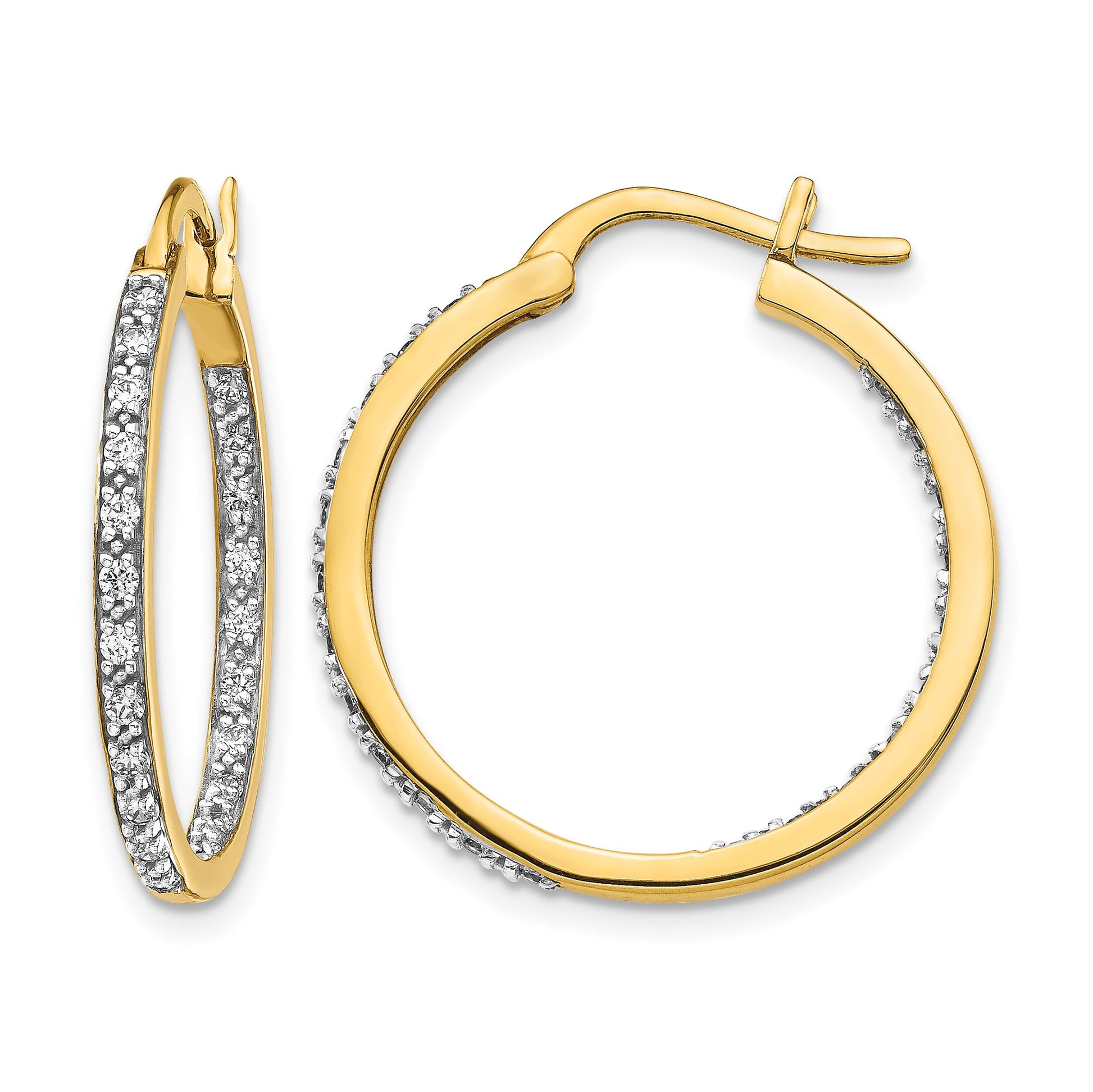 14k 1/2 carat Diamond In/Out Hoop Earrings