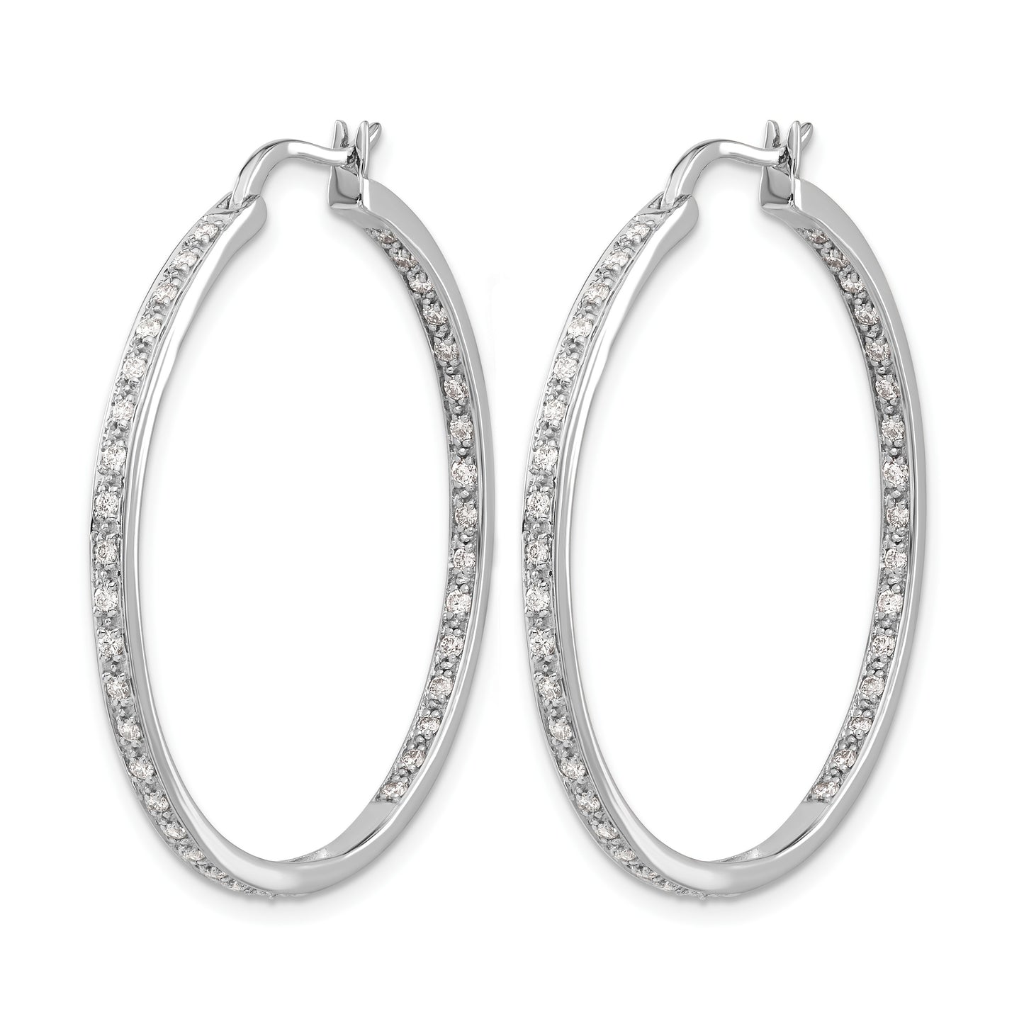 14k White Gold 5/8 carat Diamond In/Out Hoop Earrings