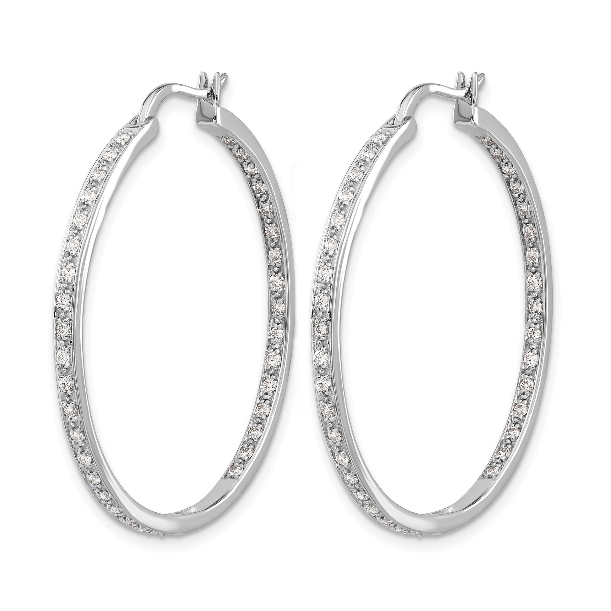 14k White Gold 5/8 carat Diamond In/Out Hoop Earrings