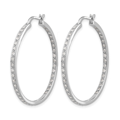 14k White Gold 5/8 carat Diamond In/Out Hoop Earrings