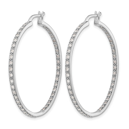 14k White Gold 7/8 carat Diamond In/Out Hoop Earrings