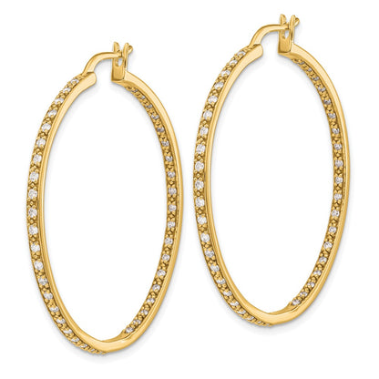 14k Diamond In/Out Hoop Earrings