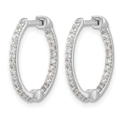 14k White Gold 1/2 carat Diamond In/Out Hinged Hoop Earrings