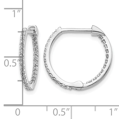 14k White Gold 1/2 carat Diamond In/Out Hinged Hoop Earrings