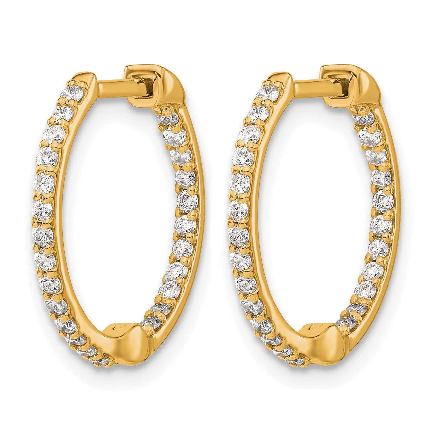 14k 1/2 carat Diamond In/Out Hinged Hoop Earrings