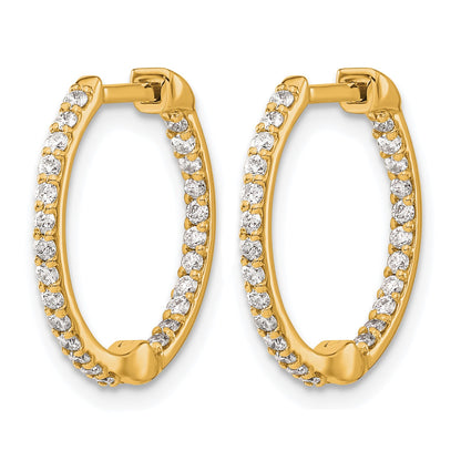 14k 1/2 carat Diamond In/Out Hinged Hoop Earrings