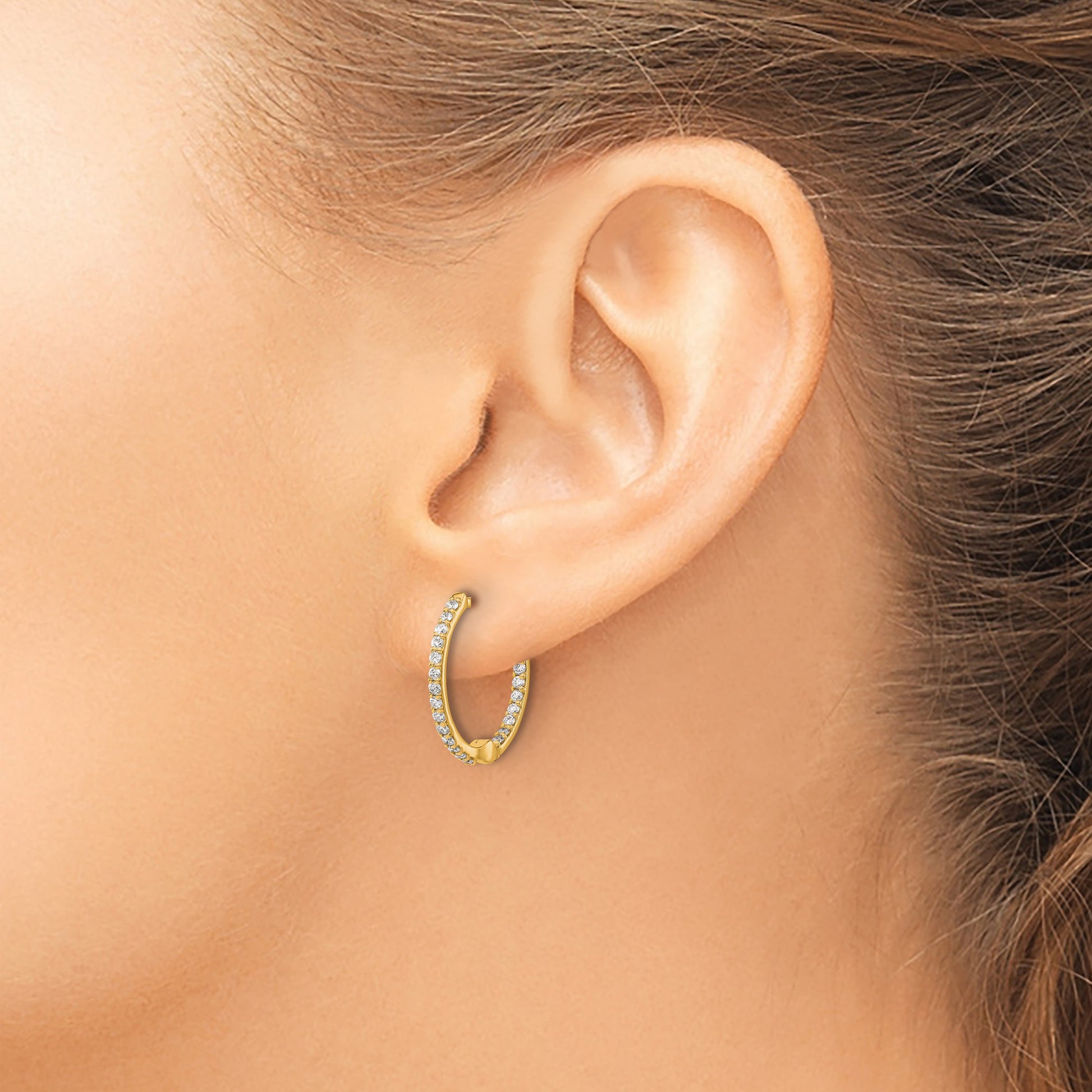 14k 1/2 carat Diamond In/Out Hinged Hoop Earrings