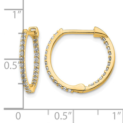14k 1/2 carat Diamond In/Out Hinged Hoop Earrings