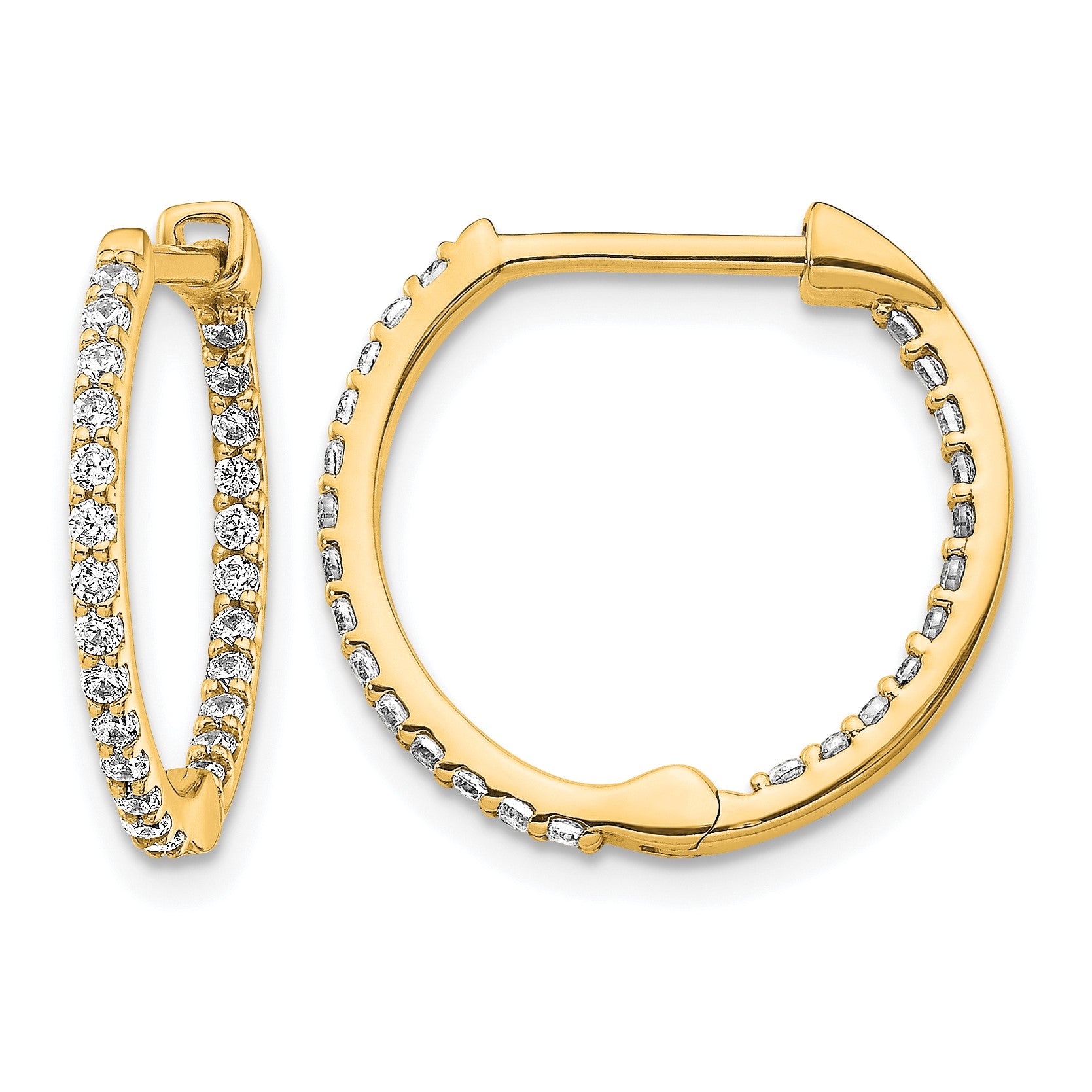 14k 1/2 carat Diamond In/Out Hinged Hoop Earrings