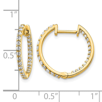 14k 5/8 carat Diamond In/Out Hinged Hoop Earrings