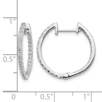 14k White Gold 3/4 carat Diamond In/Out Hinged Hoop Earrings