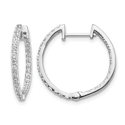 14k White Gold 3/4 carat Diamond In/Out Hinged Hoop Earrings