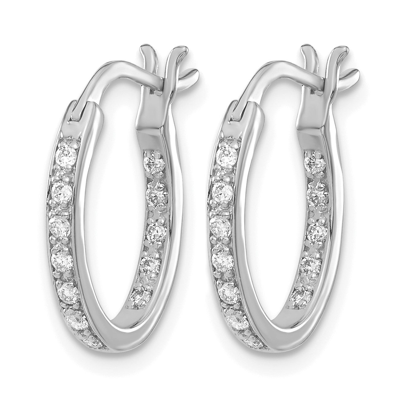 14k White Gold 1/4 carat Diamond In/Out Hoop Earrings