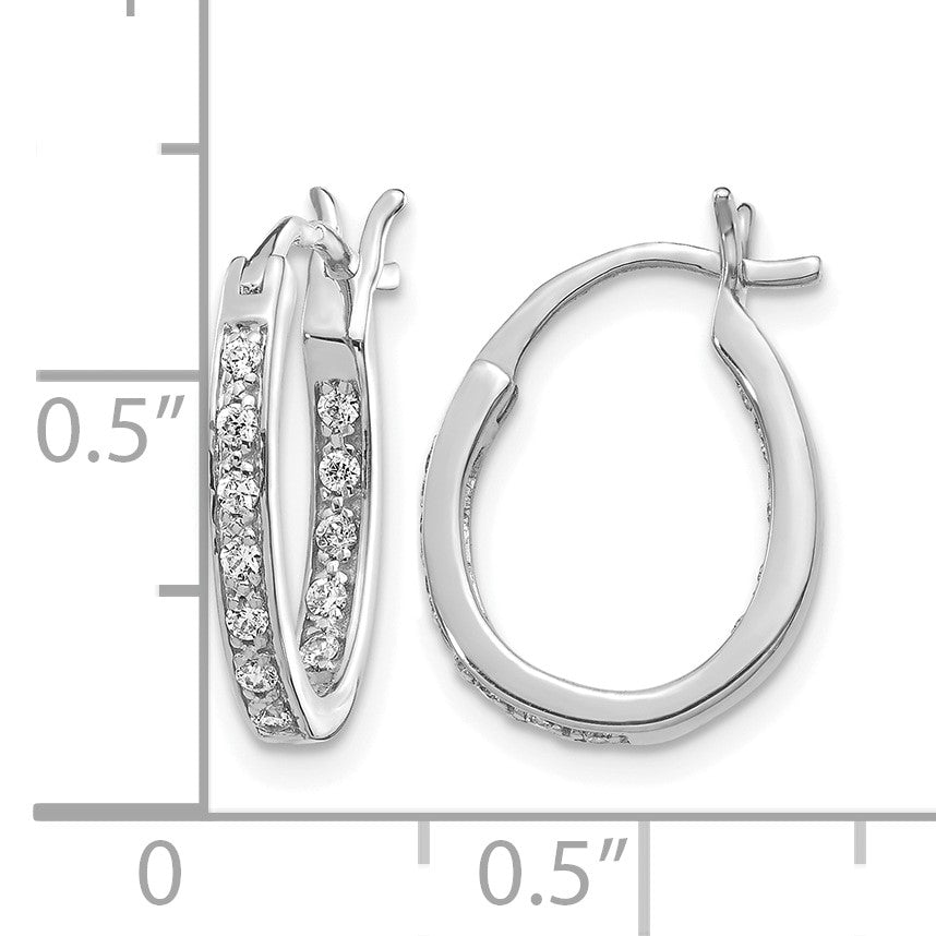 14k White Gold 1/4 carat Diamond In/Out Hoop Earrings