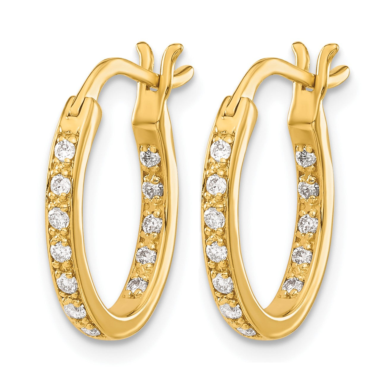 14k 1/4 carat Diamond In/Out Hoop Earrings