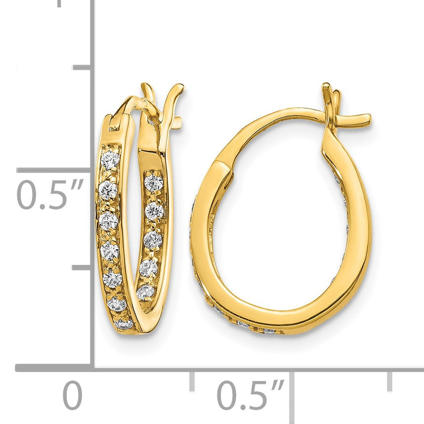 14k 1/4 carat Diamond In/Out Hoop Earrings