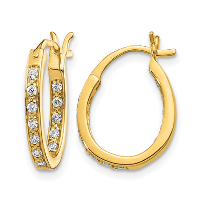 14k 1/4 carat Diamond In/Out Hoop Earrings
