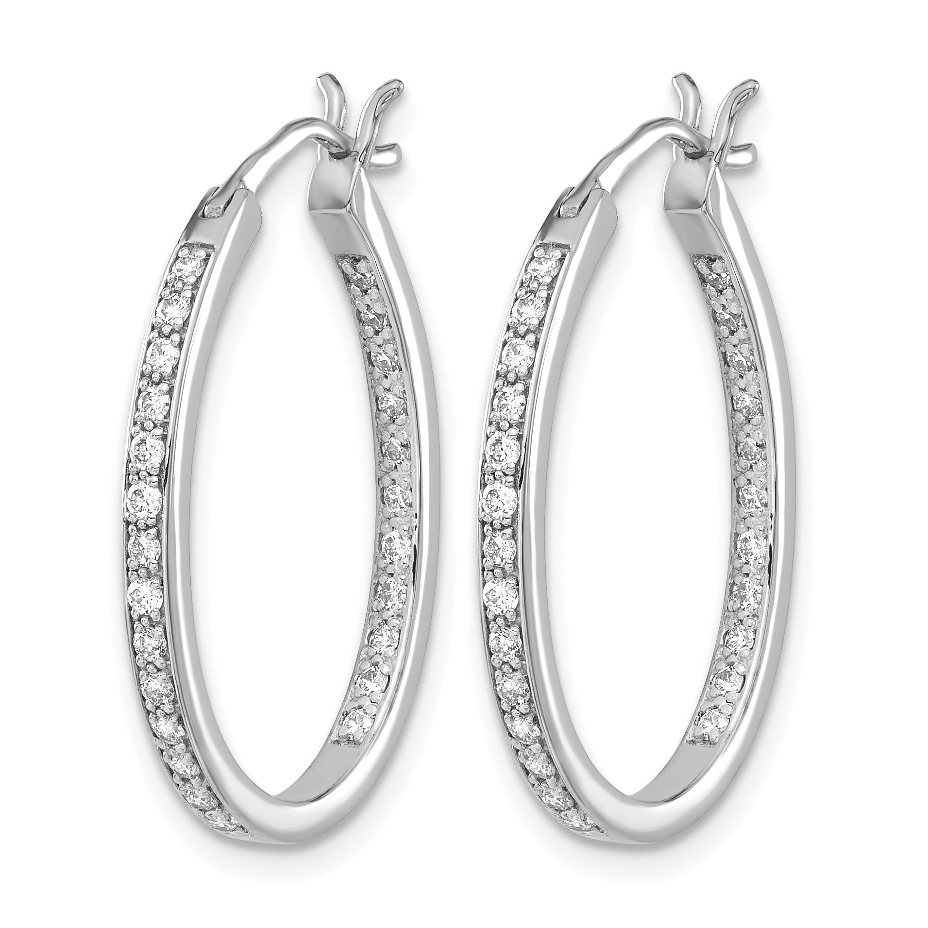 14k White Gold 1/2 carat Diamond In/Out Hoop Earrings