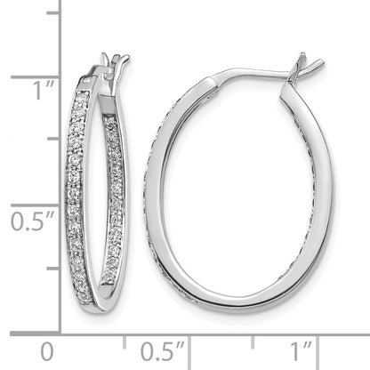 14k White Gold 1/2 carat Diamond In/Out Hoop Earrings
