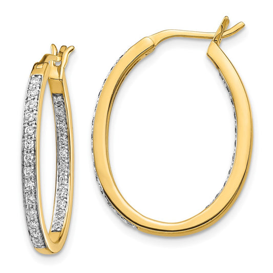 14k Diamond In/Out Hoop Earrings