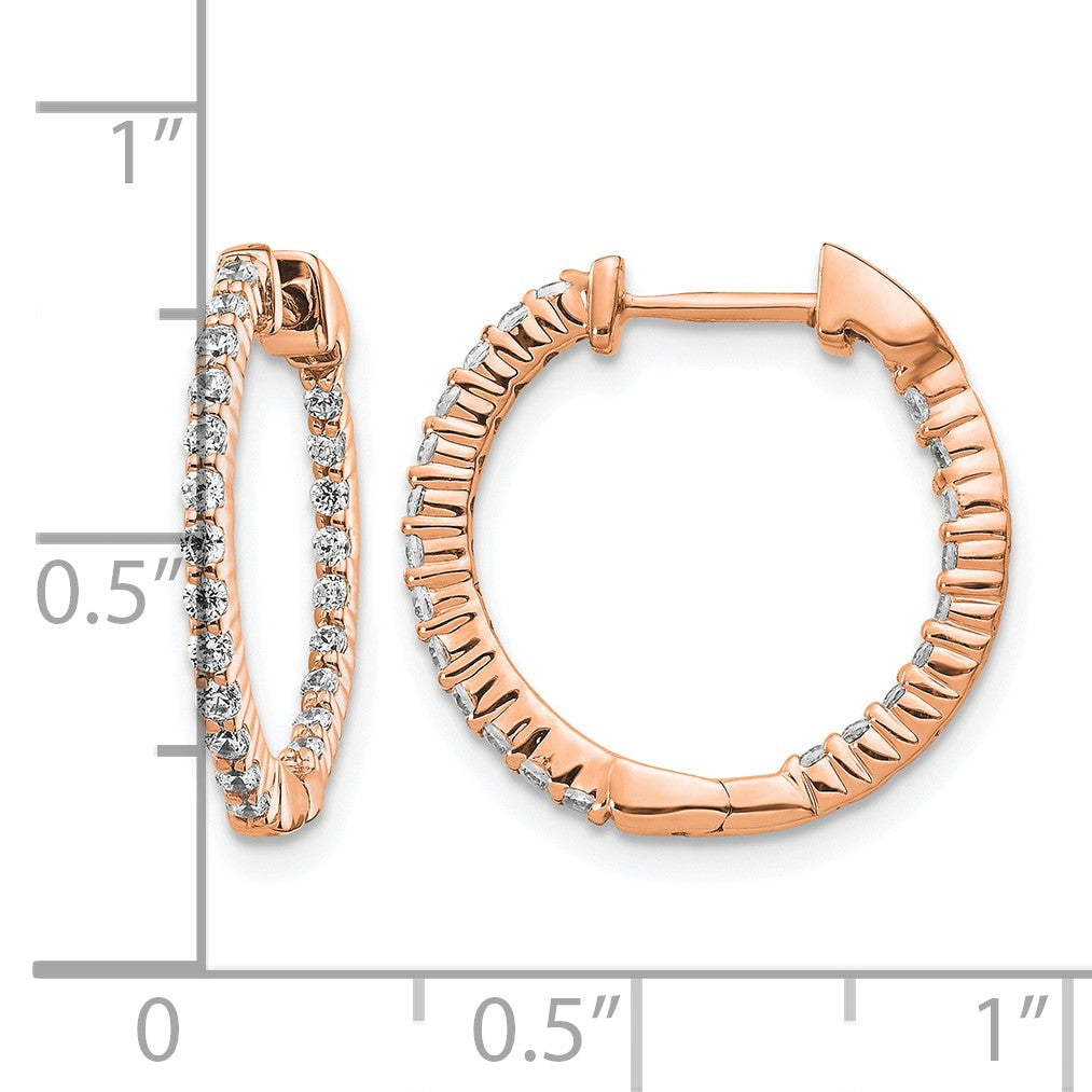 14k Rose Gold 1/2 carat Diamond In/Out Hinged Hoop Earrings