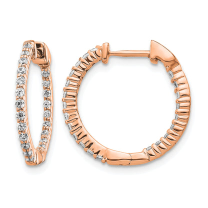 14k Rose Gold 1/2 carat Diamond In/Out Hinged Hoop Earrings